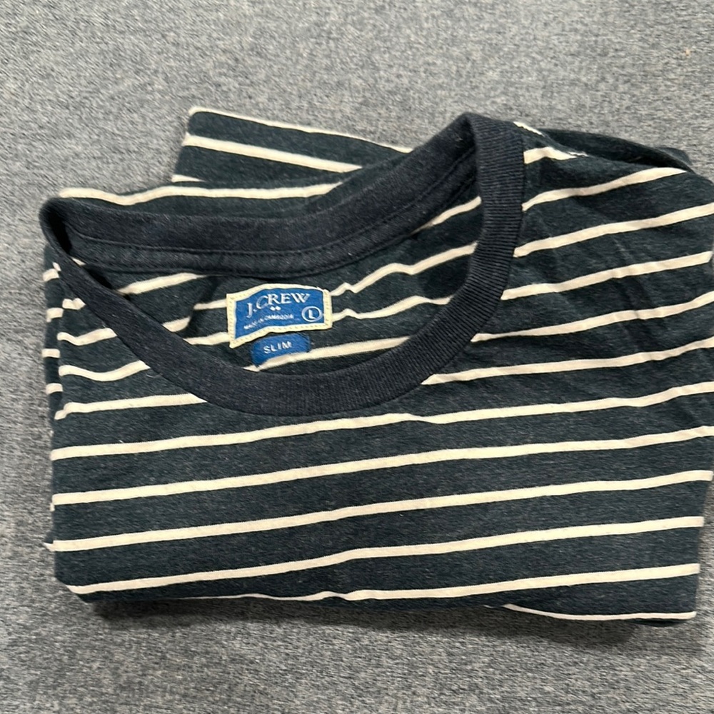 J.Crew Striped Black and Cream Tee
